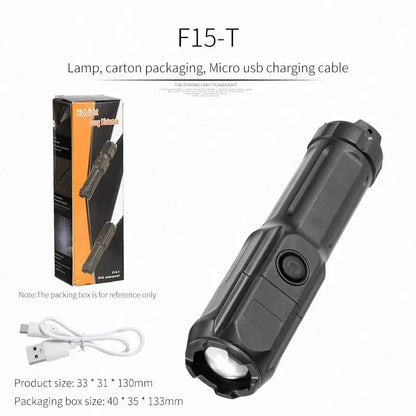 4 Lighting Mode Strong LED Flashlights Telescopic Zoom Tactical Torch USB Portable Spotlight Long-Range Camping Flashlight